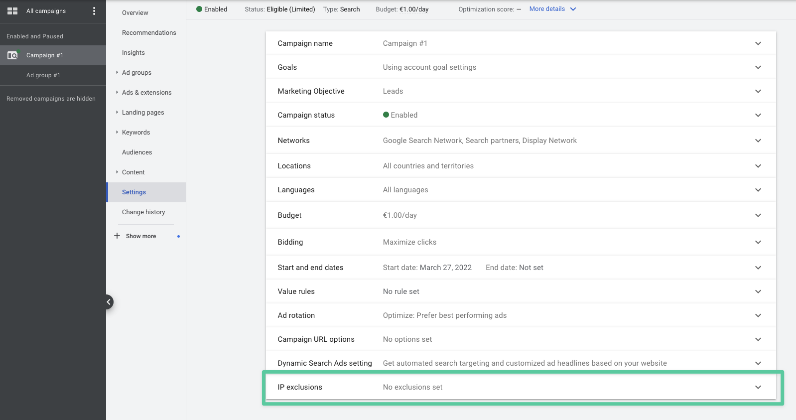 Block IP address in Google Ads - Step 3