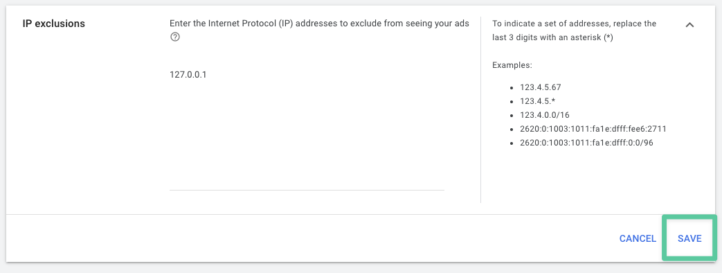 Block IP address in Google Ads - Step 5