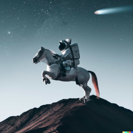 Ein KI-generiertes Bild, das einen Astronauten auf einem Pferd zeigt