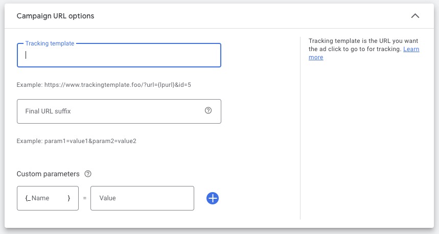 Screenshot Google Performance Max. Einstellungen für die Kampagnen-URLs