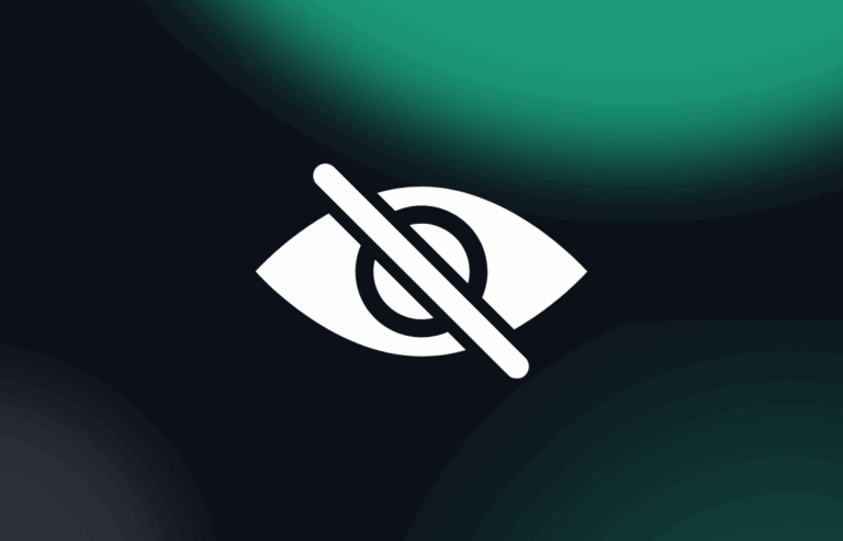 Icon of an eye with a diagonal slash, symbolizing a blind spot or unseen area.